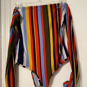 Off shoulder colorful bodysuit